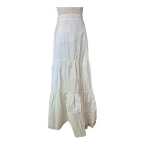 Swank A Posh White Tiered Maxi Skirt Cottagecore Boho Prairie Cotton Size Small